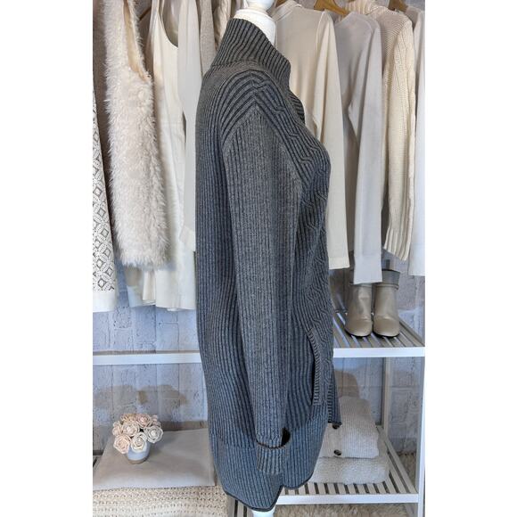 Eddie Bauer Womens Sz M Full Zip Longline Mock neck Cardigan Tunic Sweater #0062 - Picture 2 of 6